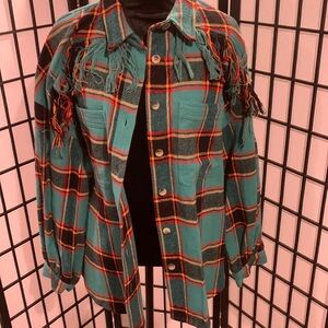 MOTHER The Fringe Benefits Plaid Shirt NEW size Medium
